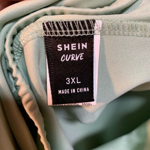 🔴SHEIN 3XL Sage Green Halter Jumpsuit with Split Leg EUC measurements in pics - Picture 6 of 8